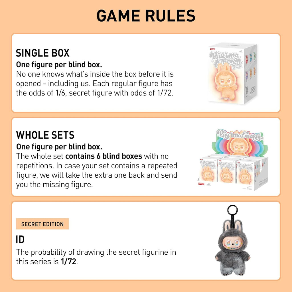 POP MART The Monsters Big into Energy Series-Vinyl Plush Pendant Blind Box, Blind Box Figures, Random Design Action Figures Collectible Toys Home Decorations, Single Box